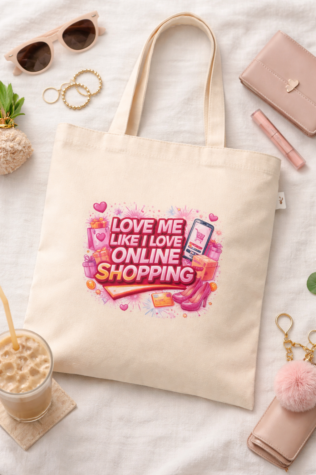 Canvas Tote Bag - Love me like I love online shopping