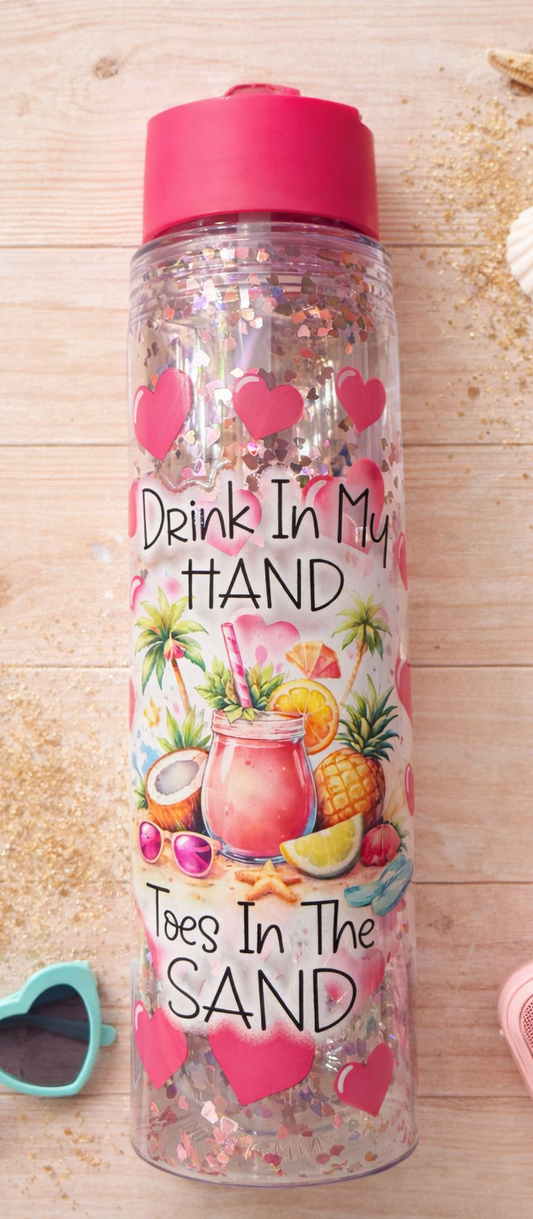 Water Bottle - Love Hearts Glitter