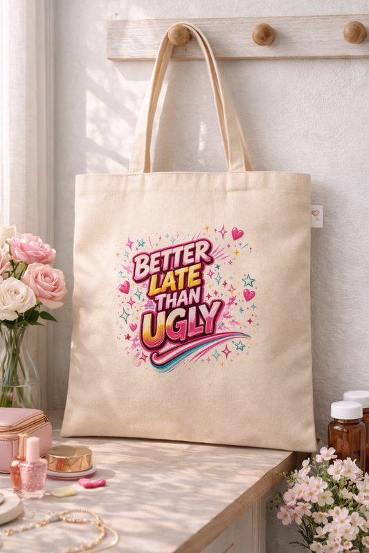 Canvas Tote Bag - Better late than ugly