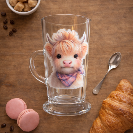 Glass Latte Mug - Baby Highland Cow