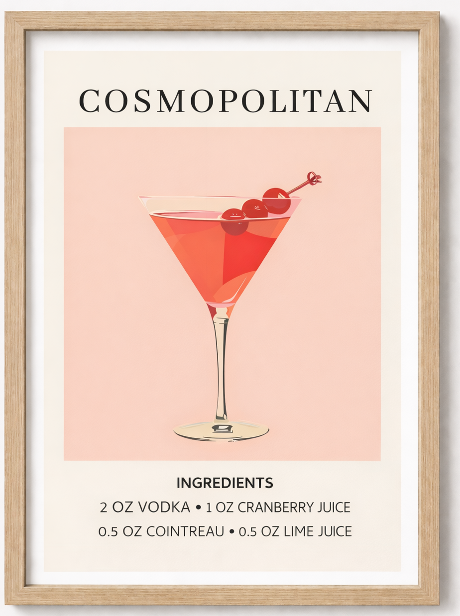 Cosmopolitan Cocktail - unframed A4 print