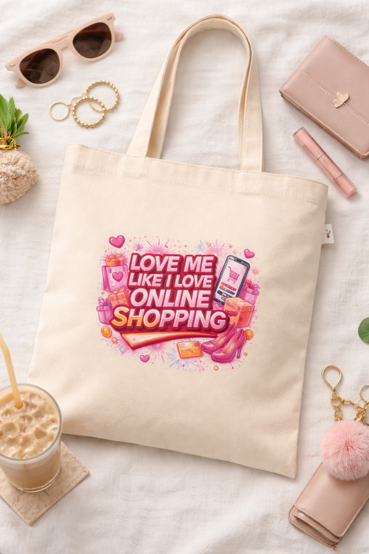 Canvas Tote Bag - Love me like I love online shopping