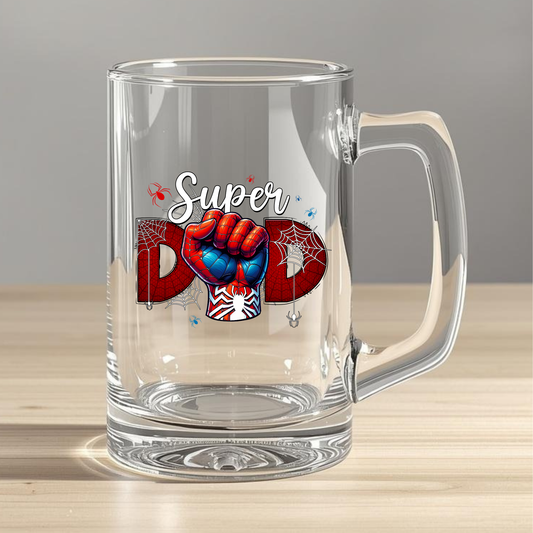 Glass Tankard - Super Dad (red)